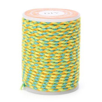 4-Ply Polycotton Cord Metallic Cord, Handmade Macrame Cotton Rope, for String Wall Hangings Plant Hanger, DIY Craft String Knitting, Green Yellow, 1.5mm, about 4.3 yards(4m)/roll