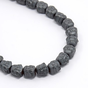 Frosted Non-magnetic Synthetic Hematite Beads Strands, Buddha, 8x8x7mm, Hole: 1mm, about 51pcs/strand, 15.7 inch