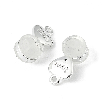 Silicone Ear Nuts, Earring Backs, with Brass Findings, Heart, Silver, 11.2x6x5.5mm