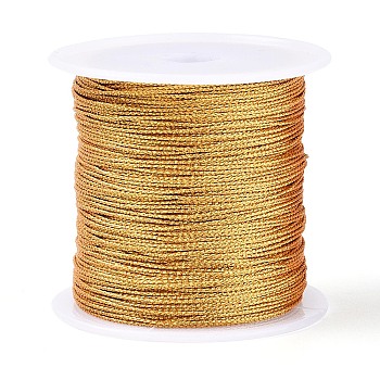 33M 9-Ply Round PET Metallic Thread, Gold, 0.5mm, about 36.09 Yards(33m)/Roll