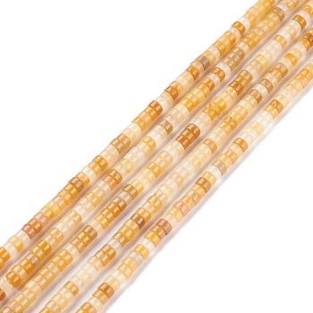 Natural Yellow Aventurine Beads Strands, Heishi Beads, Flat Round/Disc, 4~4.5x2.5mm, Hole: 0.6mm, about 152pcs/strand, 15.04''(38.2cm)