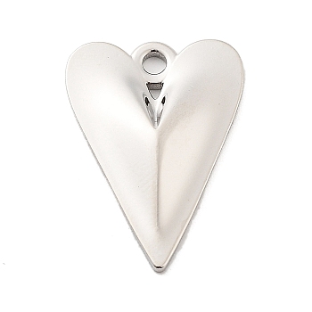 Valentine's Day Brass Pendants, Long-lasting Plated, Heart, Platinum, 23x16x3mm, Hole: 2mm