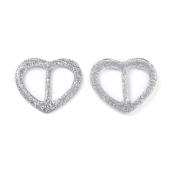 Resin Buckle Clasps, For Webbing, Strapping Bags, Garment Accessories, Heart, Silver, 48x51.5x5mm, Hole: 17x30mm