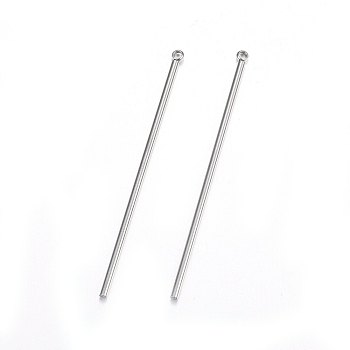 201 Stainless Steel Pendants, Bar, Stainless Steel Color, 52.5x2.5x1.5mm, Hole: 1.5mm