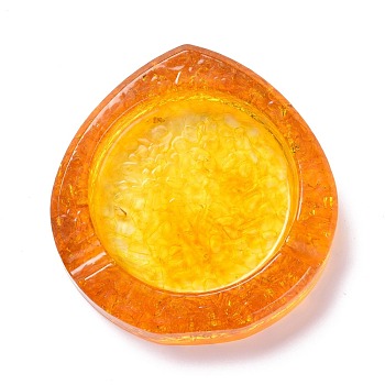 Natural Citrine Ashtray, with Resin, Home OFFice Tabletop Decoration, Teardrop, 101x99x21mm, Inner Diameter: 71x70mm