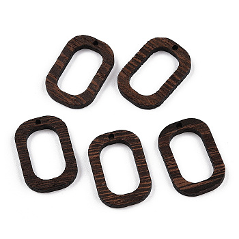 Natural Wenge Wood Pendants, Undyed, Oval Frame Charms, Coconut Brown, 28x19.5x3.5mm, Hole: 1.8mm