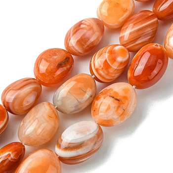 Natural Red Botswana Agate Beads Strands, Oval, 19.5~26x14~18.5x11~15mm, Hole: 1.4~1.5mm, about 18~19pcs/strand, 15.75~16.73 inch(40~42.5cm)