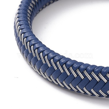 Microfiber Leather Braided Flat Cord Bracelet with 304 Stainless Steel Magnetic Buckle for Men Women(BJEW-G658-02P)-3