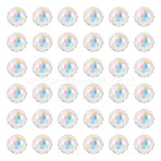 80Pcs Half Rainbow Plated Glass Beads, Faceted Round, Clear AB, 10x9mm, Hole: 1.5mm(EGLA-TA0013-04A)
