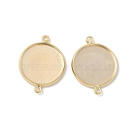 Flat Round Brass Connector Cabochon Settings, Rack Plating Round Blank Bezel Trays, Long-Lasting Plated, Lead Free & Cadmium Free, Real 24K Gold Plated, Tray: 16mm, 23x18x2mm, Hole: 1.4mm(X-KK-K414-13B-G)