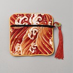 Square Cloth Jewelry Packing Pouches Drawstring Bags with Tassel, Printed Gift Pouches with Zipper, Red, Wave, Others, 12x12x0.3cm(ABAG-WH0032-68D)