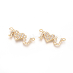 Brass Micro Pave Clear Cubic Zirconia Pendants, Cadmium Free & Lead Free, Word I Love You, for Valentine's Day, Golden, 8.5x22x2mm, Hole: 1.2mm(ZIRC-L085-42G)