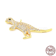 925 Sterling Silver Micro Pave Cubic Zirconia Pendants, Dinosaur, Real 18K Gold Plated, 13.5x27.5x2mm, Hole: 1.4mm(STER-Q190-05G)