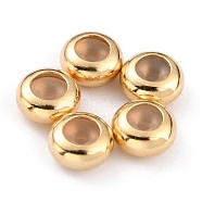 Brass Beads, with Rubber Inside, Slider Beads, Stopper Beads, Long-Lasting Plated, Rondelle, Real 24K Gold Plated, 5x2.5mm, Rubber Hole: 1.2mm(KK-O133-207A-G)