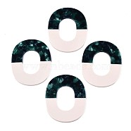 Translucent Cellulose Acetate(Resin) Pendants, Two Tone, Oval Ring, Dark Green, 49x40x3mm, Hole: 1.4mm(KY-T040-50B)