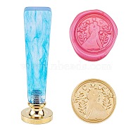 CRASPIRE DIY Stamp Making Kits, Including Acrylic Handle and Brass Wax Seal Stamp Heads, Wedding Themed Pattern, Handle: 79.5x21x13mm, 1pc, Stamp: 25mm, 1pc(DIY-CP0004-26A)