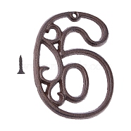 Gorgecraft Iron Home Address Number, with Screw, Number, Num.6, 112x85x6mm, Hole: 5mm(IFIN-GF0001-02F)