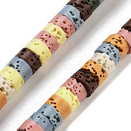 Natural Lava Rock Dyed Beads Strands, Disc, Heishi Beads, Mixed Color, 6x3~3.5mm, Hole: 1.5mm, about 114pcs/strand, 14.96''(38cm)(G-K375-G08-01)