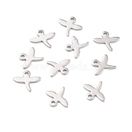 304 Stainless Steel Charms, Dragonfly, Stainless Steel Color, 10x11x0.8mm, Hole: 1.2mm(STAS-F266-12P)