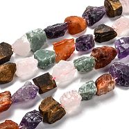 Rough Raw Natural Mixed Gemstone Beads Strands, Nuggets, 12~21x10~22x5~15mm, Hole: 1~1.2mm, about 25pcs/strand, 16.34 inch(41.5cm)(G-J390-B05)