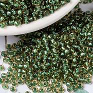 MIYUKI Round Rocailles Beads, Japanese Seed Beads, (RR375) Sparkling Green Lined Light Topaz Luster, 8/0, 3mm, Hole: 1mm, about 2111~2277pcs/50g(SEED-X0055-RR0375)