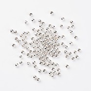 Iron Spacer Beads, Round, Silver Color Plated, 4mm, Hole: 1.5mm(E148Y-S)