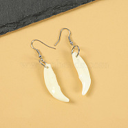 Natural Gemstone Wolf Tooth Shape Dangle Earrings with Real Tibetan Mastiff Dog Tooth(FX9729-9)