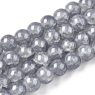 Baking Painted Crackle Glass Bead Strands, Round, Dark Gray, 8mm, Hole: 1.3~1.6mm, about 100pcs/strand, 31.4 inch(X-DGLA-Q023-8mm-YS34-A)