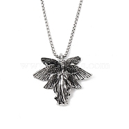 Zinc Alloy Pendant Necklaces,  201 Stainless Steel Chains Necklaces, Angel & Fairy, 23.43 inch(59.5cm), pendant: 38x44mm(NJEW-M211-14A-ASP)