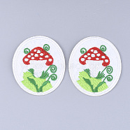 Computerized Embroidery Cloth Iron on/Sew on Patches, Appliques, Costume Accessories, Oval with Mushroom, Colorful, 64x53x1.5mm(X-FIND-T030-233)