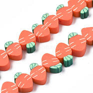 Handmade Polymer Clay Bead Strands, Carrot, Coral, 9~11x6~8.5x4~4.5mm, Hole: 1.5mm, about 40pcs/strand, 11.42 inch(29cm)(X-CLAY-N011-47)