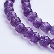 Natural Amethyst Bead Strands, Grade A, Faceted, Round, 6mm, Hole: 1mm, bout 68pcs/strand, 15.7 inch(G-F422-04-6mm)
