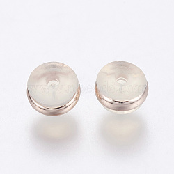 Silicone Ear Nuts, Earring Backs, with Brass Findings, Rose Gold, 7x5mm, Hole: 0.7mm(SIL-F001-02RG)
