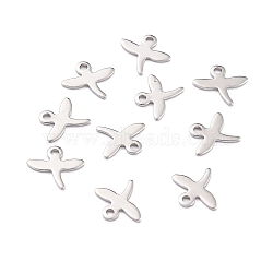 Non-Tarnish 304 Stainless Steel Charms, Dragonfly, Stainless Steel Color, 10x11x0.8mm, Hole: 1.2mm(STAS-F266-12P)