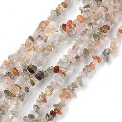 Natural Rutilated Quartz Beads Strands, Chip, 1.5~4.5x3~13x2.5~8mm, Hole: 0.6mm, 30.94~31.97 inch(78.6~81.2cm)(G-G0003-B26)