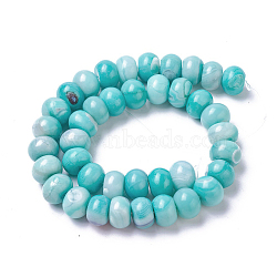 Natural Dyed Agate Imitation Turquoise Beads Strands, Rondelle, Dark Turquoise, 14~14.5x8.5~10.5mm, Hole: 1.6mm, about 38~39pcs/strand, 14.33  inch~15.15 inch(36.4~38.5cm)(G-P425-01A-02)
