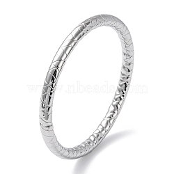 Non-Tarnish 304 Stainless Steel Grooved Bangles, Rhombus Pattern, Stainless Steel Color, Inner Diameter: 2-3/8 inch(6.05cm)(BJEW-G686-03P)