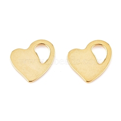 201 Stainless Steel Charms, Laser Cut, Heart, Real 24K Gold Plated, 10x12x1mm, Hole: 3x5mm(X-STAS-L232-071G)