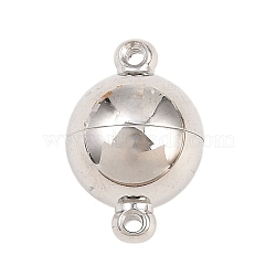 304 Stainless Steel Magnetic Clasps, Round, with Loops, Round Hole, Stainless Steel Color, 15x10x10mm, Hole: 1.2mm(STAS-P452-03C-P)