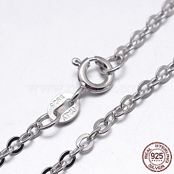 Rhodium Plated Sterling Silver Cable Chains Necklaces, with Spring Ring Clasps, Platinum, 20 inch, 1.3mm(X-NJEW-M157-30C-20)