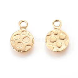 Ion Plating(IP) 304 Stainless Steel Charms, Flat Round, Bumpy, Golden, 11.5x8x0.7mm, Hole: 1.8mm(STAS-L216-04C-G)