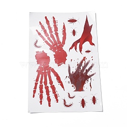 Halloween Theme PVC Static Stickers, Waterproof Horrible Static Cling Decals for Window Decoration, Palm Pattern, 296x199x0.2mm, Stickers: 20~165x15~81mm(DIY-F133-01)