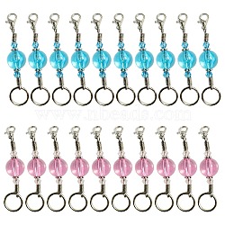 Gorgecraft 20Pcs 2 Colors DIY Keychain Making Kits, including Transparent Acrylic Beads, Iron Coil Cord Ends & Open Jump Rings, Zinc Alloy Lobster Claw Clasps, Tibetan Style Alloy Daisy Spacer Beads, Mixed Color, 6cm, 10pcs/color(HJEW-GF0001-20)