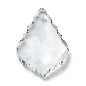 Transparent Glass Pendants, Faceted, Teardrop Charms, for Chandelier Crystal Hanging Pendants, Clear, 37x25x9mm, Hole: 1.8mm