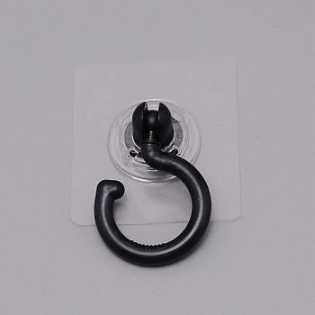 Plastic Rotate Hook Hangers, with Adhesive Stickers, Black, 105x75x27mm