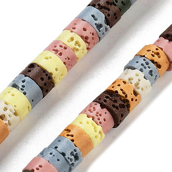 Natural Lava Rock Dyed Beads Strands, Disc, Heishi Beads, Mixed Color, 6x3~3.5mm, Hole: 1.5mm, about 114pcs/strand, 14.96''(38cm)