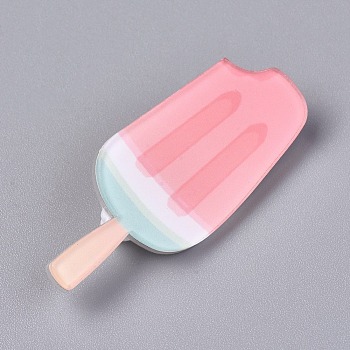 Acrylic Badges Brooch Pins, Cute Lapel Pin, for Clothing Bags Jackets Accessory DIY Crafts, Ice-lolly, Pink, 46.5x19x8.5mm, Pin: 0.8mm