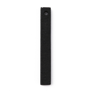 Wooden Dyed Pendants, Rectangle Charms, Black, 40.5x5x2.5mm, Hole: 1.8mm