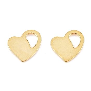 201 Stainless Steel Charms, Laser Cut, Heart, Real 24K Gold Plated, 10x12x1mm, Hole: 3x5mm