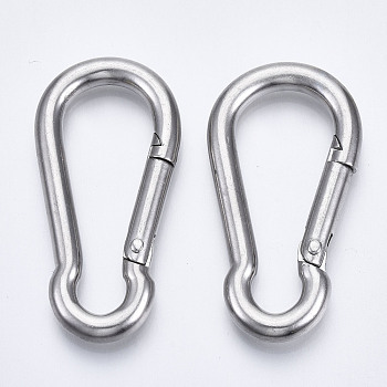 304 Stainless Steel Rock Climbing Carabiners, Key Clasps, Stainless Steel Color, 50x25x5mm